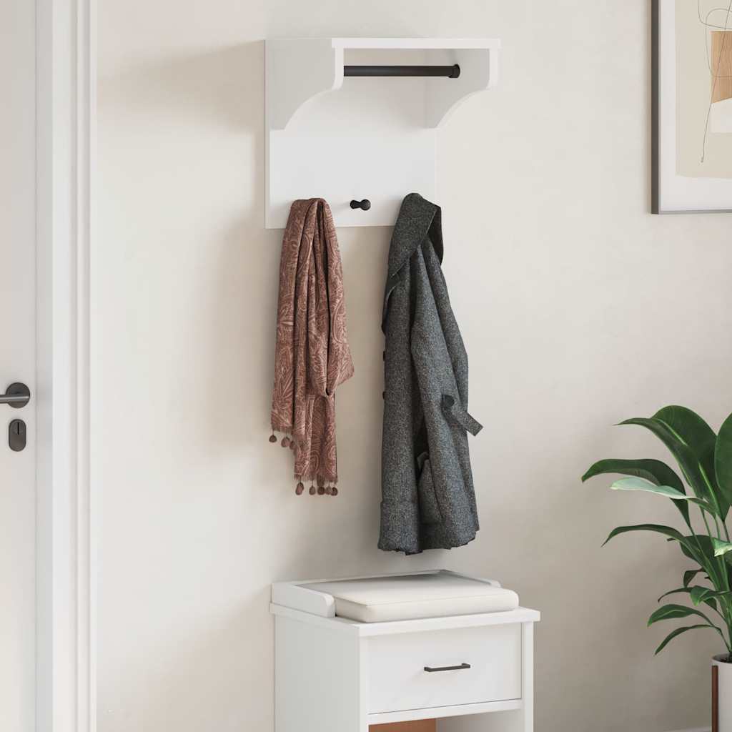 Wall Coat Rack SANDNES White 43 x 30 x 42 cm Solid Pine Wood