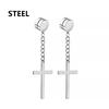 1 pair Punk Stainless Steel Cross Stars Pendant Ear Clip No Piercing Earrings For Women Hiphop Fashion No ear hole Men Jewelry