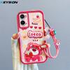 KEYSION Shockproof Case for OPPO A76 A96 with Lanyard Soft Silicone Cute 3D Cartoon Doll Phone Back Cover for Realme 9i 4G