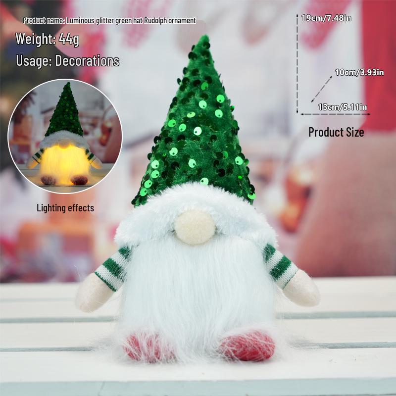 Светящийся гном с пайетками и Рудольф Рождественские украшения