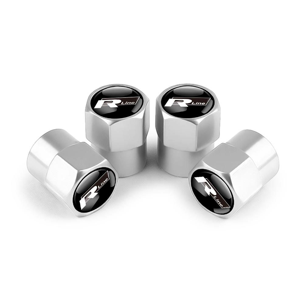 4Pcs Car Metal Wheel Tire Air Valve Dust Caps Accessories With Logo For Volkswagen Golf Rline Passat GTI Sagitar Scirocco Tiguan