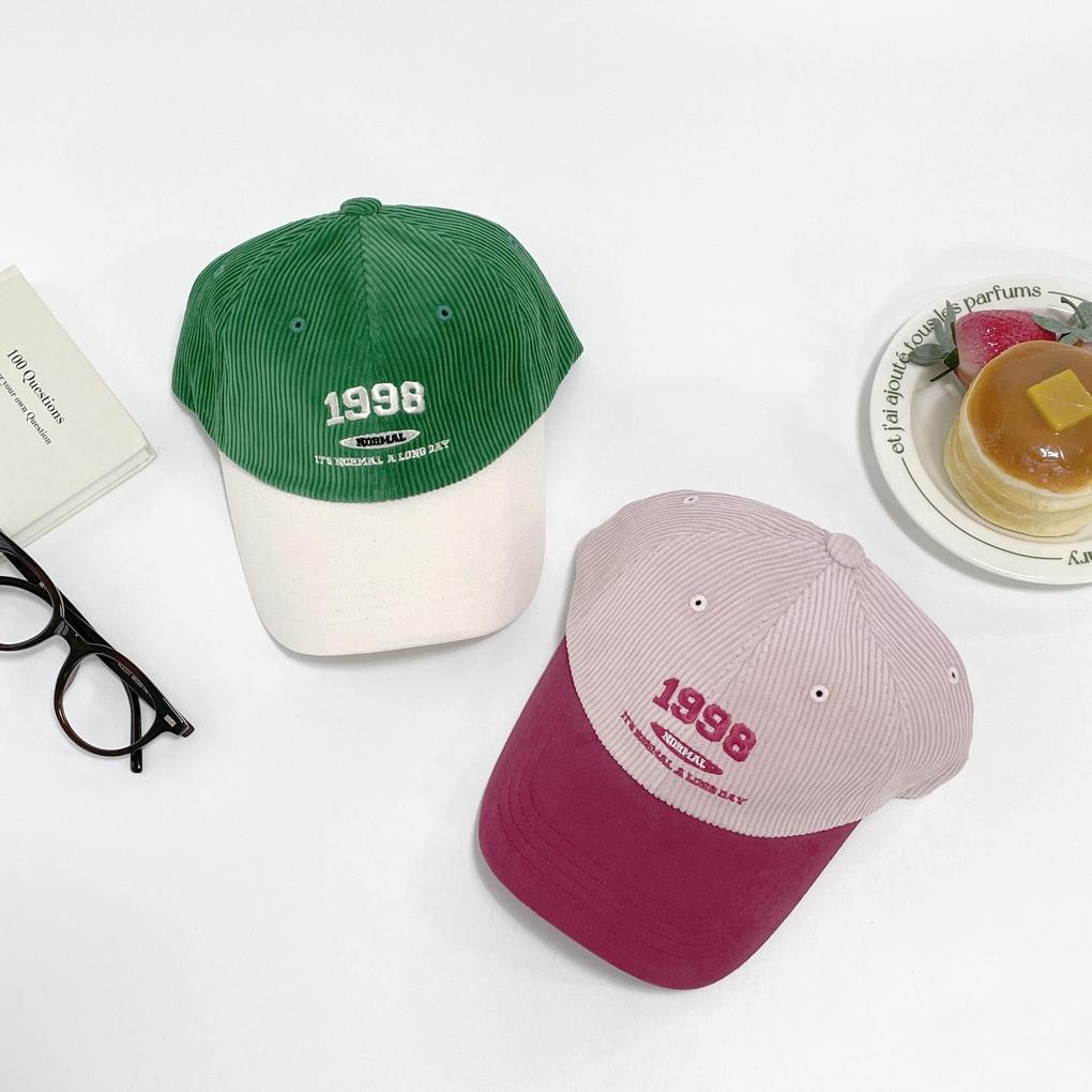 Women's Daily Hat 1998 Corduroy Two-tone Ball Cap