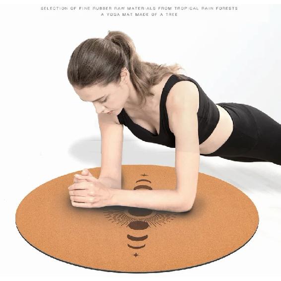 68cm Cork Natural Rubber Mat 5mmThickened Meditation Cushion Sitting Cushion Round Flat Yoga Mat Sweat-absorbent Breathable