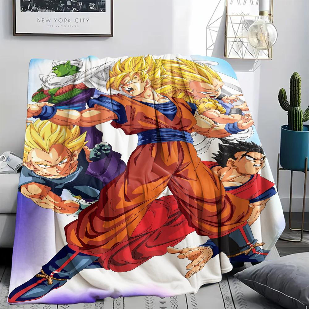 Dragon Ball Goku pattern Flannel Blanket, High quality Comfortable for All Seasons, Home Decor, Warmth and Comfort, Perfect for Gifts.