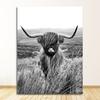 Black and White Highland Cow Print Farmhouse Decor Wall Art Canvas Painting Animal Larges Living Room Bedroom Pictures