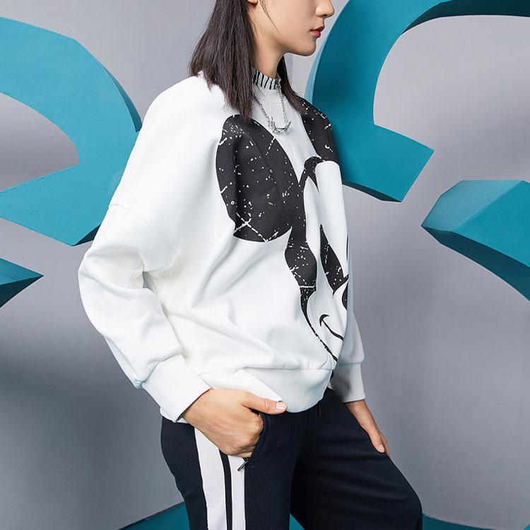 Li-Ning Женский свободный пуловер-свитшот совместного бренда X Disney, топы молочно-белого цвета AWDQC28-1