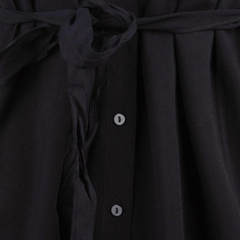 Черное длинное платье-рубашка с поясом и разрезом спереди Женский VERO MODA