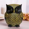 Modern Classy Lucky Owl Resin Art Figure Showpiece (Pack of 1, Black and Golden)
