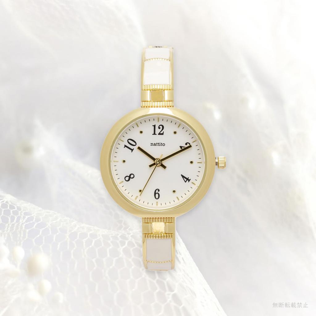 Fieldwork Analog Watch with Metal Strap and Epocolor Cattery Women's Bangle, White, YM123-1