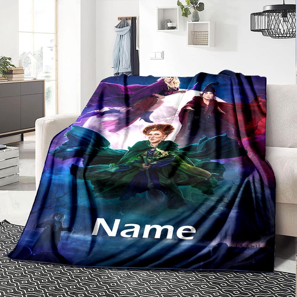 Custom Name Hocus Pocus Theme Printed Blanket - Perfect for Couch, Bed, Travel & Outdoor Use | Machine Washable, Cozy & Durable.