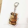 Брелок для ключей в виде кота с тостом, прозрачный акриловый толстый ремень, застежка-карабин, брелок для автомобиля, сумка, аксессуары, подарок на рождественскую вечеринку