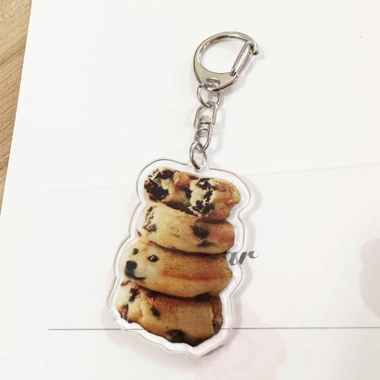 Брелок для ключей в виде кота с тостом, прозрачный акриловый толстый ремень, застежка-карабин, брелок для автомобиля, сумка, аксессуары, подарок на рождественскую вечеринку