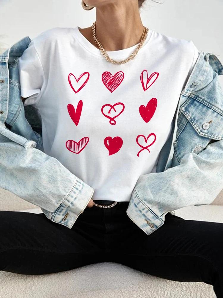 Heart Print Unisex Tshirts Casual Harajuku Love Printed Tops Tee Summer Female T Shirt Short Sleeve T Shirt For Unisex Clothing