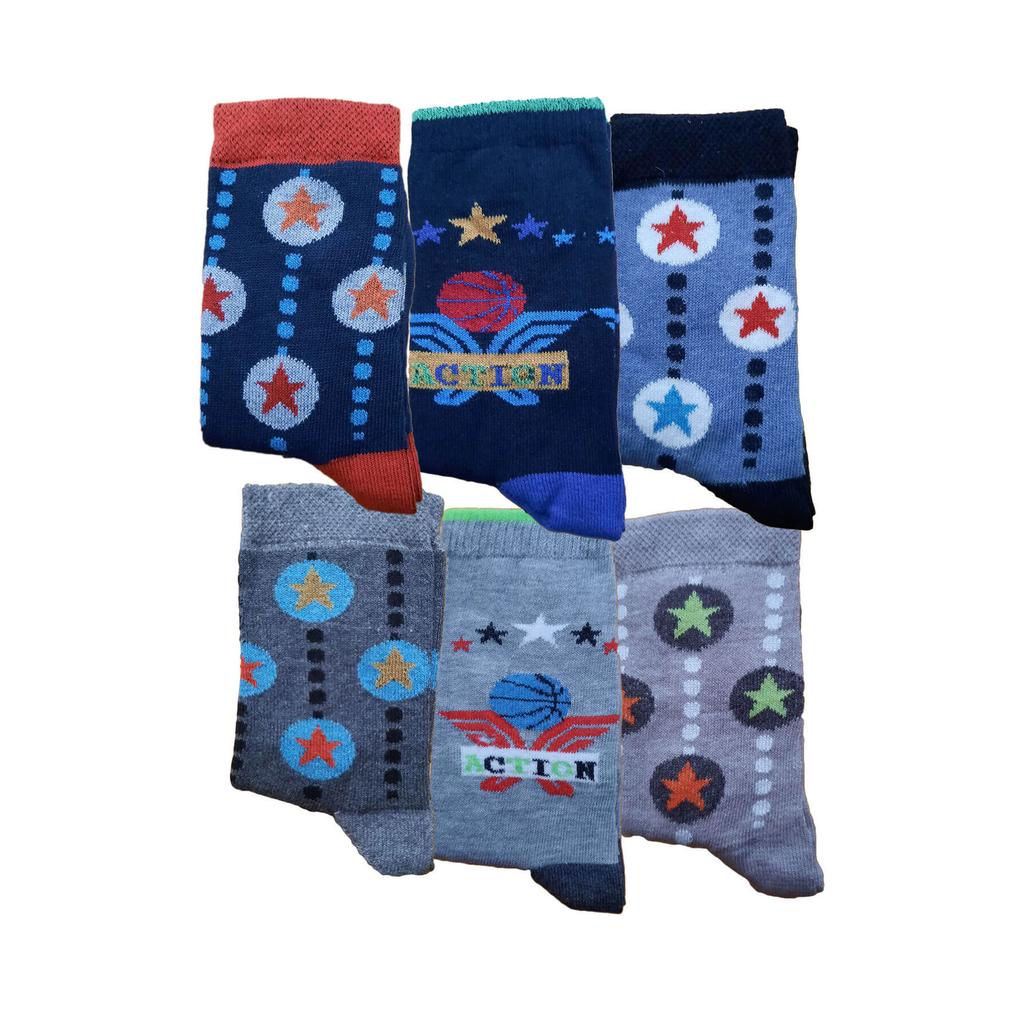 12 шт. Длинные носки с принтом для мальчиков, цветные детские носки