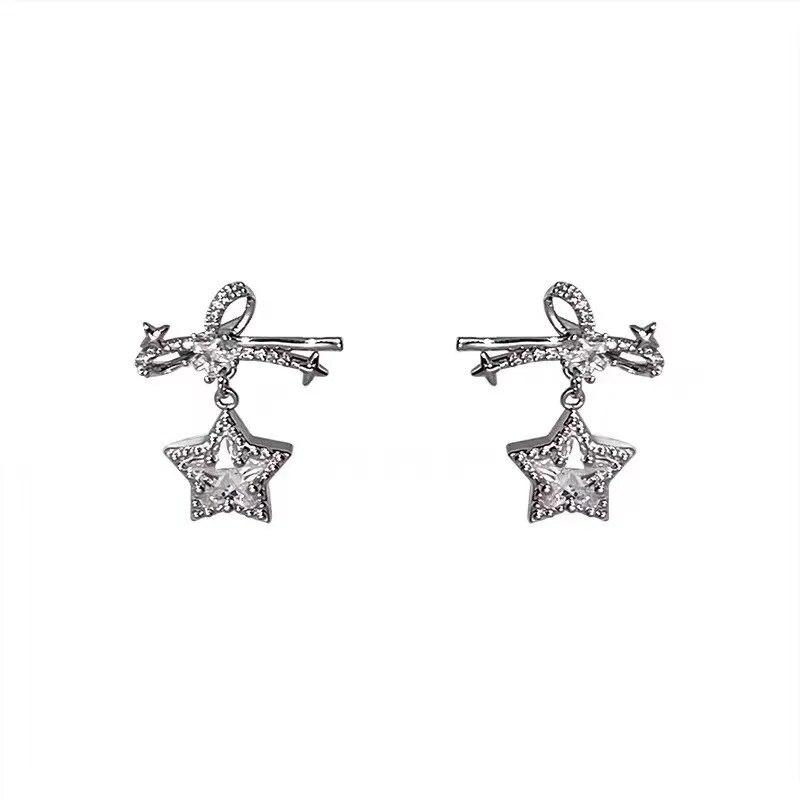 Новые модные серьги с микро-инкрустацией из циркона и бантом и звездой для женских ювелирных изделий