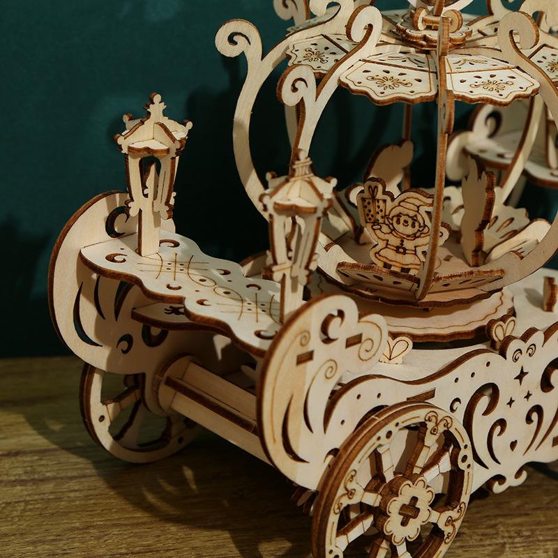 DIY тыквенная тележка, 3D деревянные пазлы, детская сборка, строительные блоки, модель кирпичей, развивающая игрушка для взрослых, детский подарок