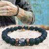 Mens Elestic Bead Tibetan Buddha Bracelet Chakra Lava Stone Bracelets Jewelry Gift
