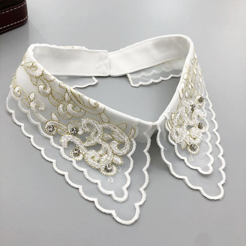 Beading Fake Collar Women Elegant Diamond Detachable Collars for Woman False Shawl Shoulder Wrap Lapel False Collars Woman Tie