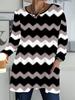 2025 Autumn Winter New Plus Size Women's Tops, Stripe 3D Print Fashion Crew Neck Long Sleeve T-Shirts