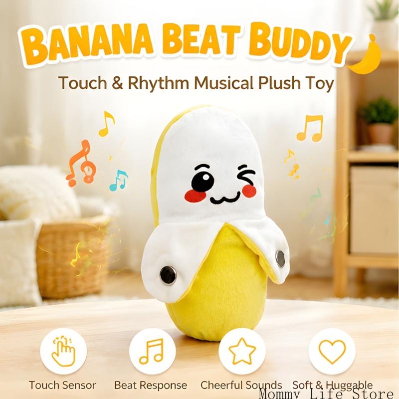 Музыкальная плюшевая игрушка-банан с 16 песнями, реагирующая на ритм, светозвуковые танцевальные эффекты, мягкий плюшевый персонаж-банан для детей, на день рождения