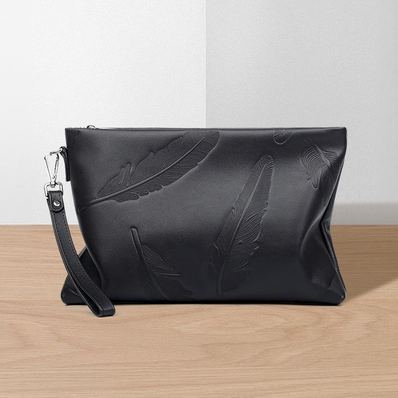 Сумка-конверт из натуральной кожи для мужчин, большая вместимость, верхний слой из коровьей кожи, мужская сумка, модная повседневная мужская сумка с тиснением