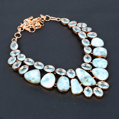 Подарочное колье Natural Republic Larimar, медь с драгоценными камнями голубой топаз, 18 дюймов, U7j98