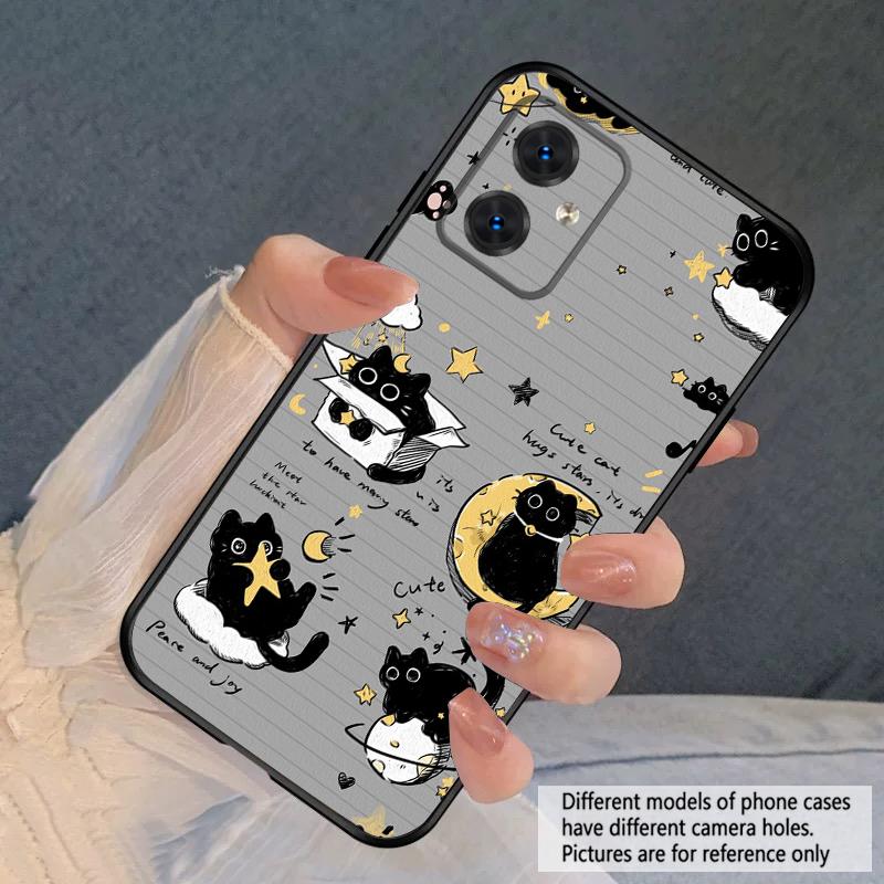 Мультяшный Лунный Кот Для Motorola Moto G 04 G05 G14 15 24 34 35 54 55 75 84 85 Edge 40 50 Fusion 60 Fusion силиконовый мягкий чехол для телефона