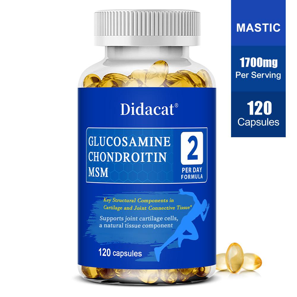 Didacat Glucosamine Chondroitin MSM Capsules, Joint Support Supplement with Collagen & Boswellia, 120 Capsules Dietary Supplement