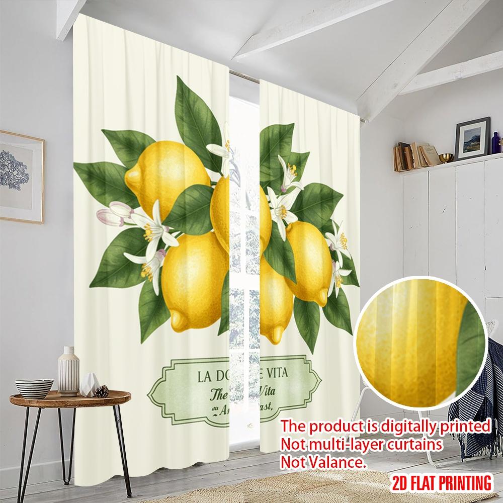 2 шт. 2D плоская печать Шторы Лимоны Побережье Амальфи Жизнь Полиэстер Без электричества Праздничные шторы для праздничных вечеринок Дом