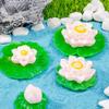 6pcs Fairy Tale Garden Micro Landscape Resin Crafts Mini Frog Statue Animal Model Lotus Leaf And Flower Home DIY Decoration