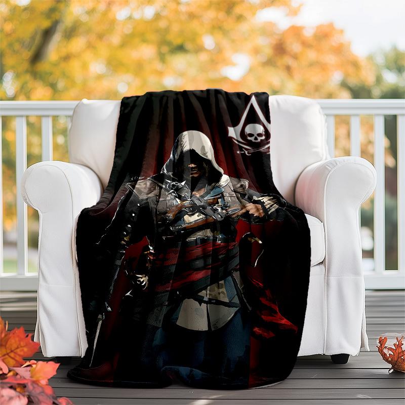 1pc Assassin's Creed Theme Blanket - Digital Print, Polyester, Cozy for All Seasons, Perfect for Outdoor, and Travel
