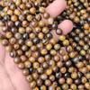 Круглые бусины из натурального золотого тигрового глаза, свободные бусины из целебных драгоценных камней, изготовление ювелирных изделий своими руками для браслета и ожерелья, размер 6 мм, 8 мм, 10 мм.