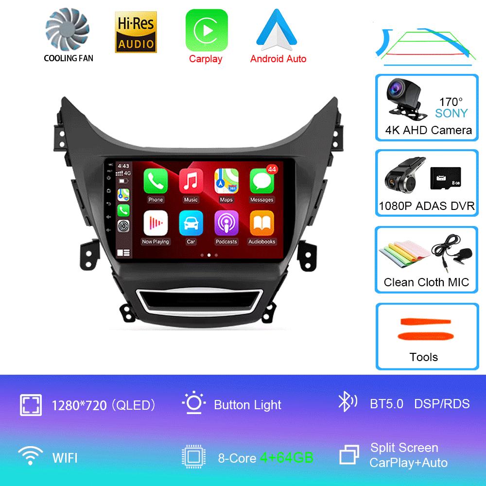 Для Hyundai Elantra Avente i35 2011-2015 Автомобильный радиоприемник Android 14 Carplay Авто GPS-навигация Мультимедийный проигрыватель Видео Стерео 2 DIN