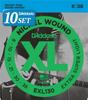 Electric Guitar XL Extra Super Pack of EXL130 D'Addario Strings, Nickel, .008-.038, Light, 10,