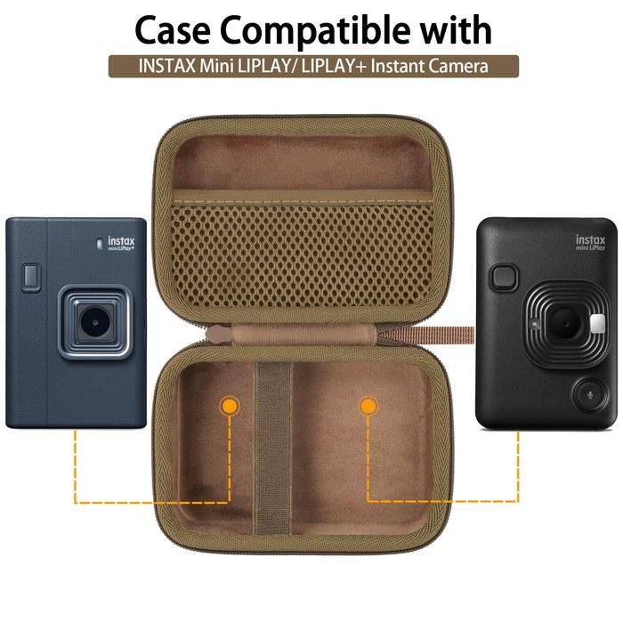 co2CREA Compatible FUJIFILM Instax Mini LiPlay HM1/LiPlay+ Storage Case Brown (Case Only) 6.22 x 4.56 x 2.56 inches