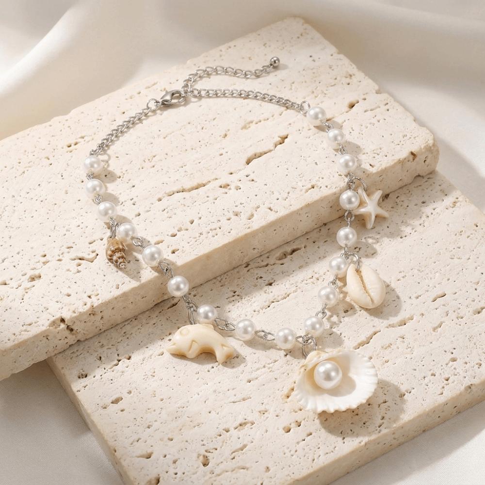 Y2K Ocean Themed Necklace Sweet Cool Chain Necklace Fashion Shell Pearl Choker Women
