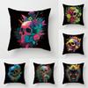 Colorful Skull Fashion Set Decorative Printing Square Pillowcase Car Sofa  Cushion Cover 45*45cm Home Improvement