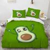 Cartoon Avocado King Queen Duvet Cover Fruit Funny Expression Bedding Set For Kids Teens Adult Green Quilt Cover With Pillowcase