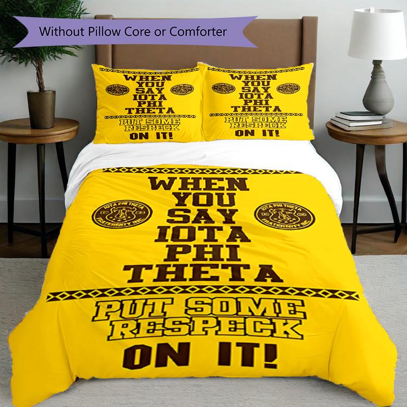 3pcs Duvet Cover Set (1*Duvet Cover + 2*Pillowcase, Without Core), Iota Phi Theta Print Bedding Set, Bedroom Decor, All‑Season, Birthday Gift