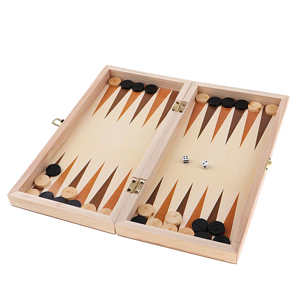 Folding 3-in-1 Classic Wooden Chess Set Board Game Set 24x24cm Chess Checkers Backgammon Portable Travel Board Game Set for Kid
