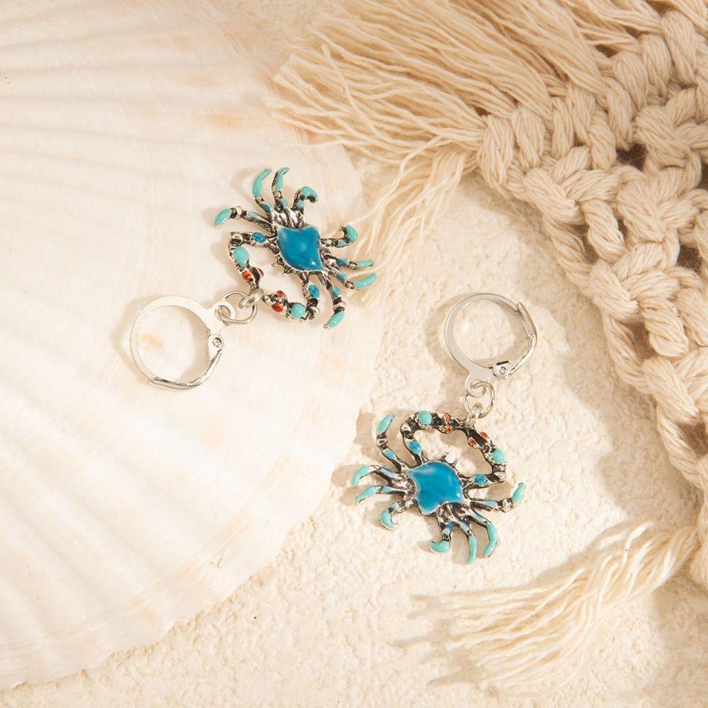 Zinc Zinc Alloy Crab Shape Drop Earrings Ethnic Style Gradient Crab Ear Buckle  Birthday Gift