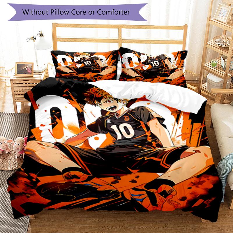 3pcs Haikyu Bedding Set Duvet Cover Closure Includes 1 Duvet Cover & 2 Pillowcases, Soft and Comfortable for All Seasons.
