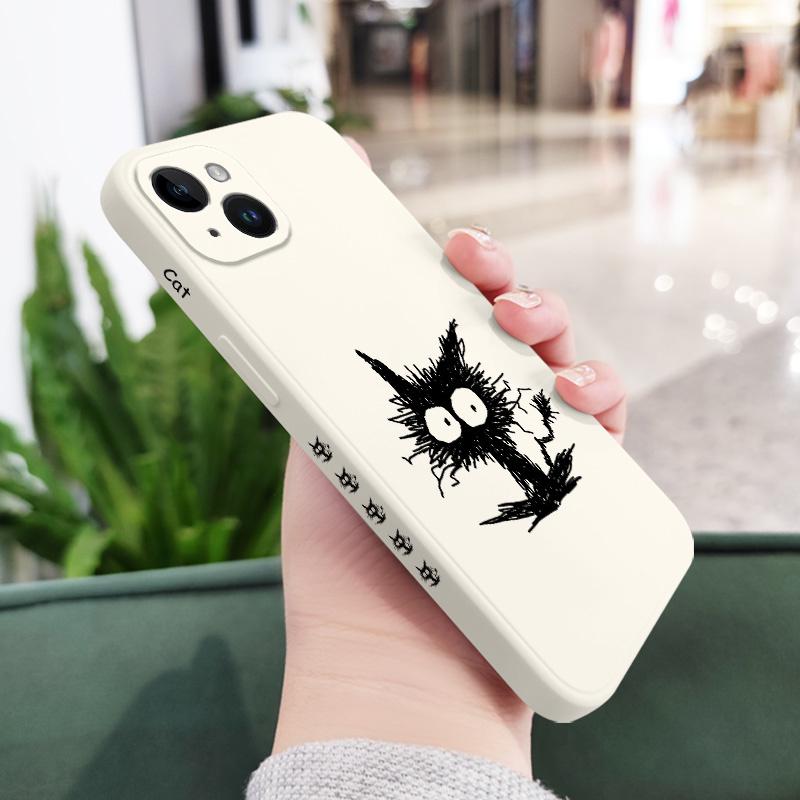 Нацарапанный Чехол для Телефона с Кошкой для iPhone 17 17 Air 16 16e 15 14 13 12 11 X XR XS Plus Pro Max Mini Силиконовая Крышка