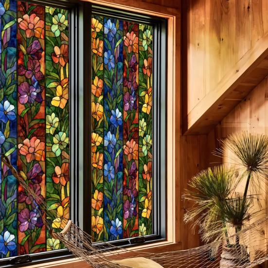 Пленка для конфиденциальности окон Статические витражные наклейки Съемная ПВХ декоративная оконная пленка для дома, кухни, гостиной, спальни