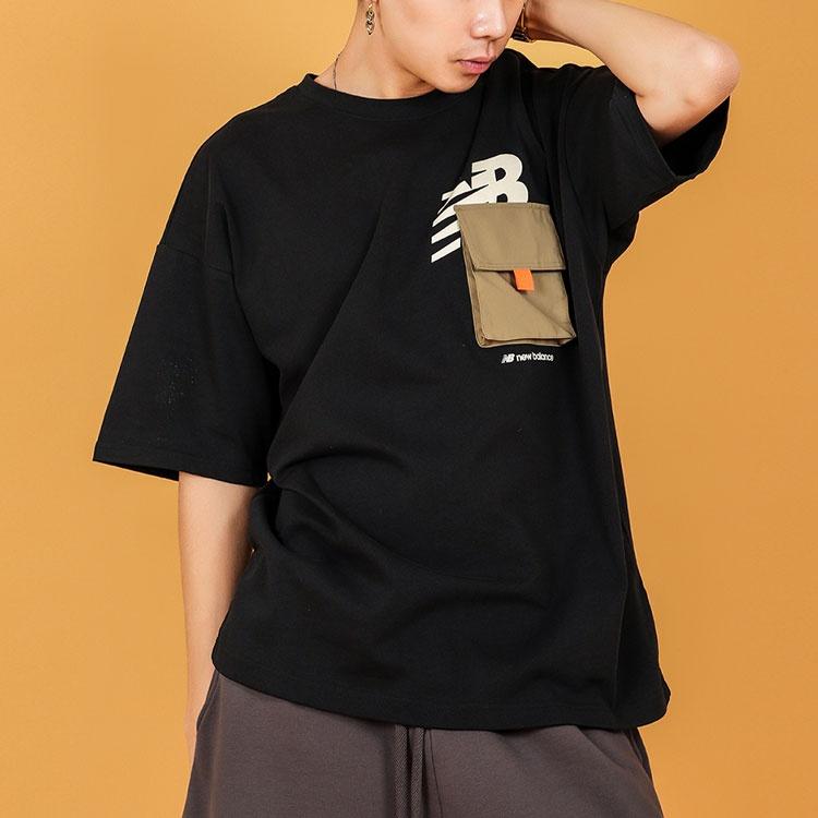 New Balance Футболка с логотипом Safari Азиатский размер 'Черный' Унисекс AMT12355-BK