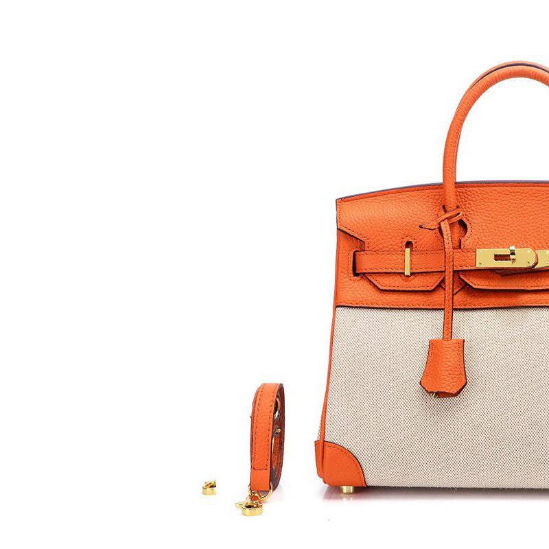 European and American new leather women's bags, first layer cowhide with canvas fashion platinum bags, women's handbags, shoulder bags