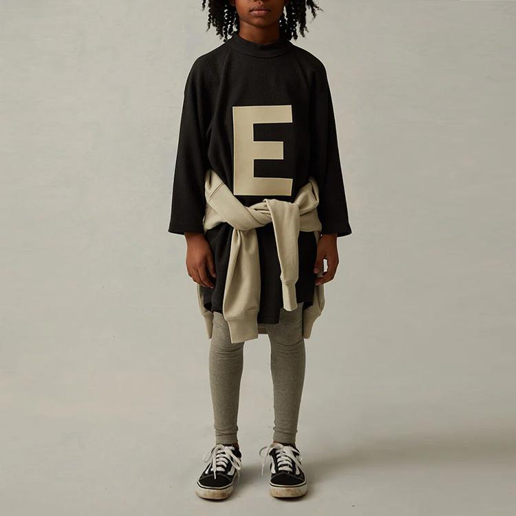 Fear of God Essentials Детская футболка с длинным рукавом и принтом большого логотипа SS22, топ для детей FOG-SS22-996