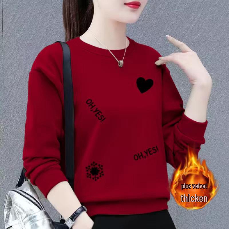 Женская толстовка Huamian больших размеров с бархатной подкладкой - повседневная куртка-пуловер свободного кроя на осень/зиму 2023 года