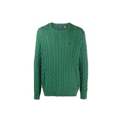 Polo Pattern Вышитый вязаный свитер с круглым вырезом, мужской свитер Зеленый 710775885-029