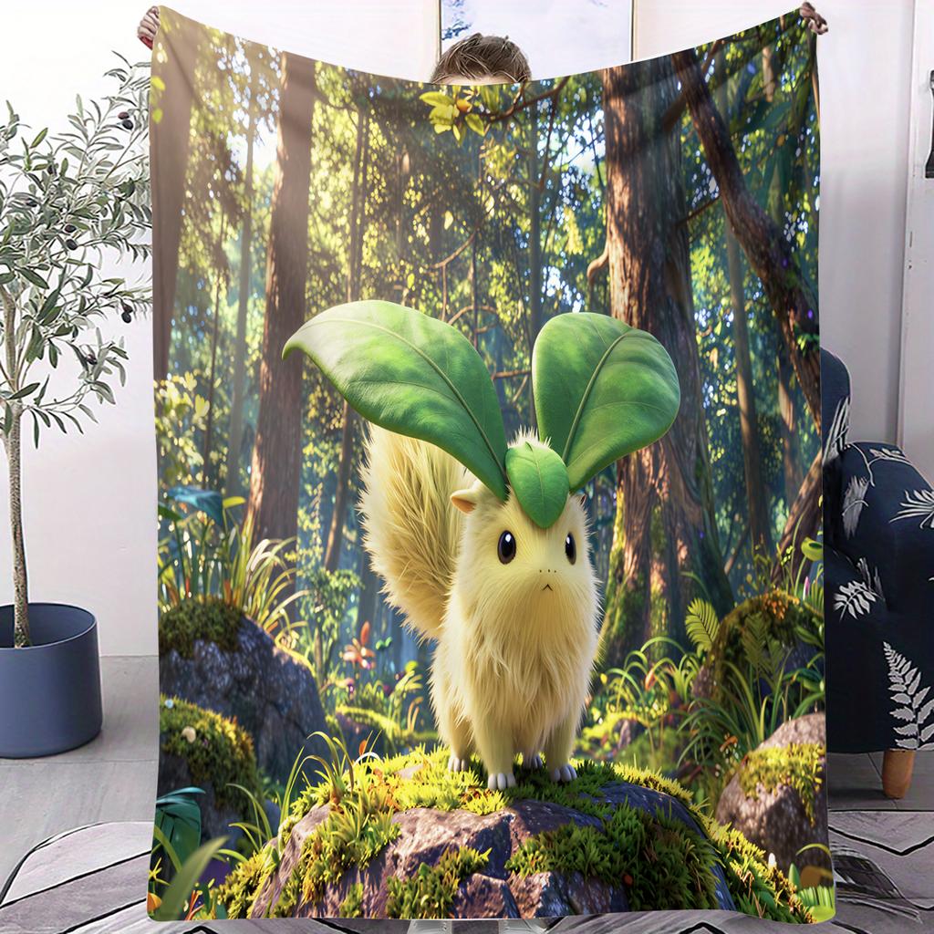 Pikachu in the Primeval Forest Printed Blanket For Office Travel Comfort Leisure Camp Multifunctional Universal Blanket Gife